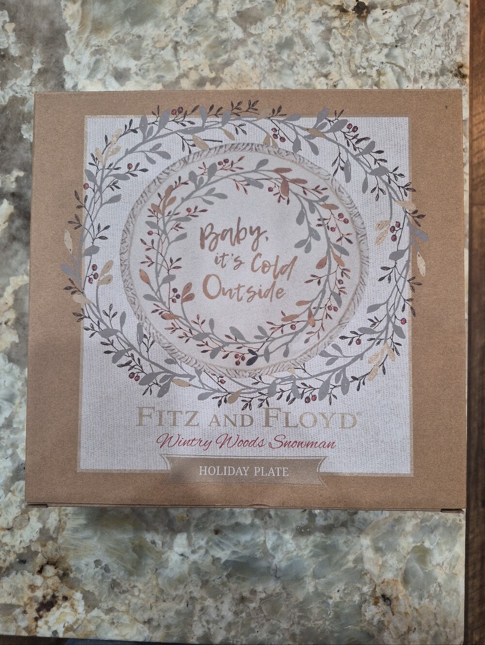 Christmas Fitz And Floyd "Baby It's Cold Outside" Wintry Woods Snowman Plate